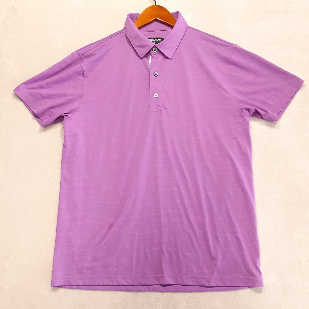 Druids Mens Camouflage Pattern Golf Shirt Large Purple Textured